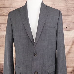 LAUREN RALPH LAUREN GREY 100% WOOL 2 BUTTON SUIT JACKET BLAZER MENS SZ 42L